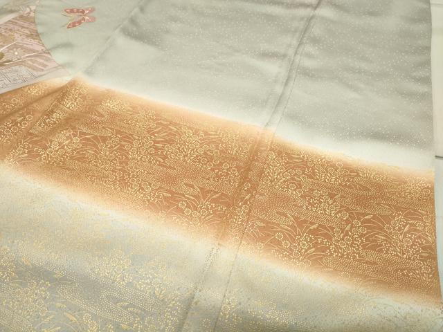 平和屋着物●訪問着　花蝶文　暈し染め　金彩　正絹　逸品　CABA9623gh