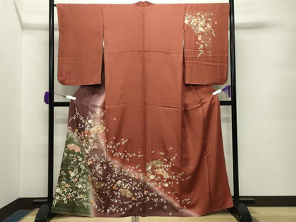 平和屋着物●訪問着　地紙重ね花文　暈し染め　金銀彩　正絹　逸品　CABA9624gh