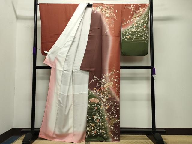 平和屋着物●訪問着　地紙重ね花文　暈し染め　金銀彩　正絹　逸品　CABA9624gh