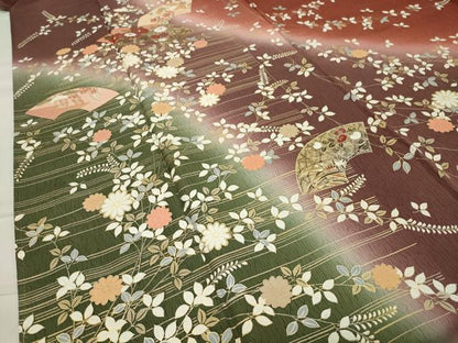 平和屋着物●訪問着　地紙重ね花文　暈し染め　金銀彩　正絹　逸品　CABA9624gh