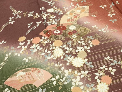 平和屋着物●訪問着　地紙重ね花文　暈し染め　金銀彩　正絹　逸品　CABA9624gh