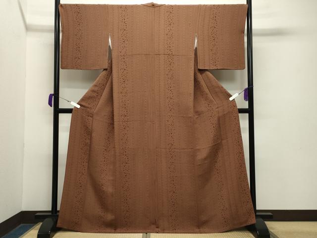 平和屋着物●上質な小紋 成り物 縞 鬼しぼ縮緬 正絹 逸品 CABA9631gh