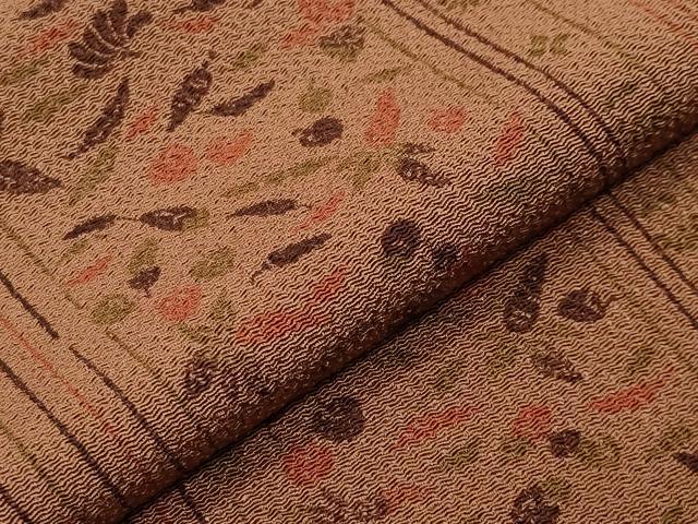 平和屋着物●上質な小紋 成り物 縞 鬼しぼ縮緬 正絹 逸品 CABA9631gh