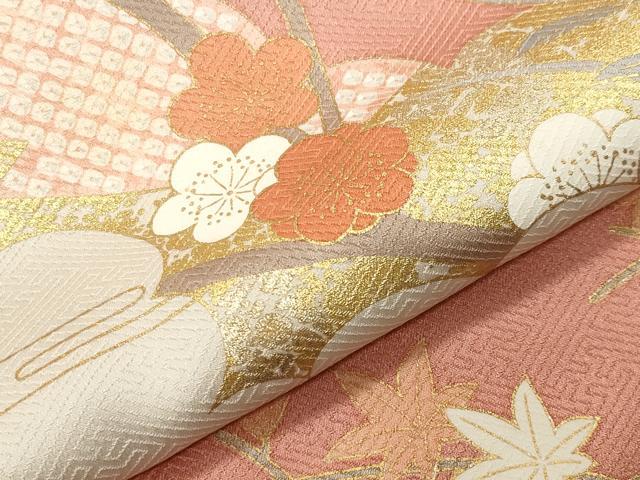 平和屋着物○訪問着 雲重ね扇面花文 金銀彩 正絹 逸品 CABA9632gh