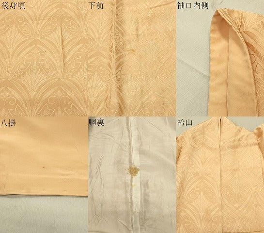 平和屋着物●上質な色無地　花唐草地紋　杏色　正絹　逸品　CABA9634gh 平和屋着物○上質な色無地 花唐草地紋 杏色 正絹 逸品 CABA9634gh