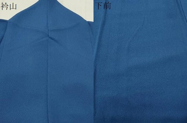 平和屋着物●上質な色無地　深縹色　鬼しぼ縮緬　正絹　逸品　CABA9636gh
