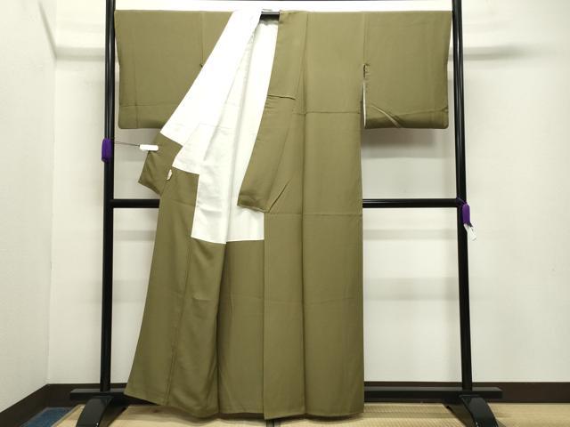 平和屋着物●上質な色無地　根岸色　ゑり正扱い　正絹　逸品　CABA9646gh