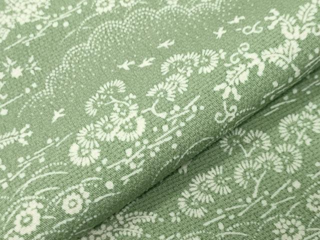 平和屋着物●上質な小紋　雲重ね花鳥文　正絹　逸品　未使用　CABA9664gh