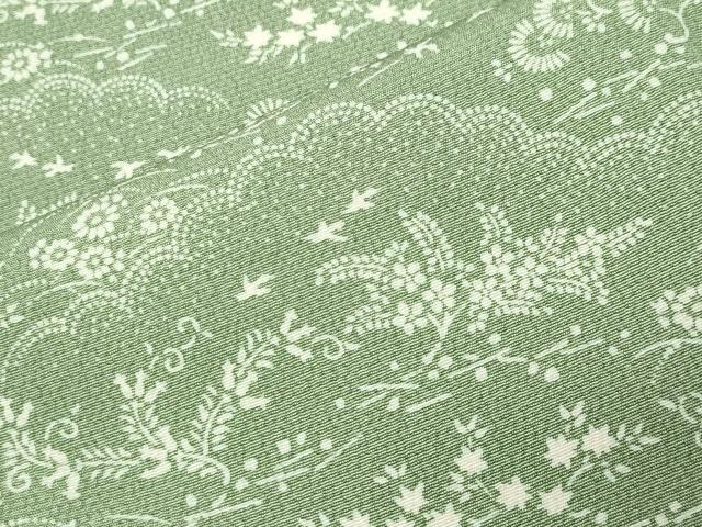 平和屋着物●上質な小紋　雲重ね花鳥文　正絹　逸品　未使用　CABA9664gh