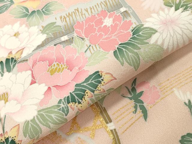 平和屋着物○訪問着 籬草花文 暈し染め 金彩 正絹 逸品 CABA9668gh