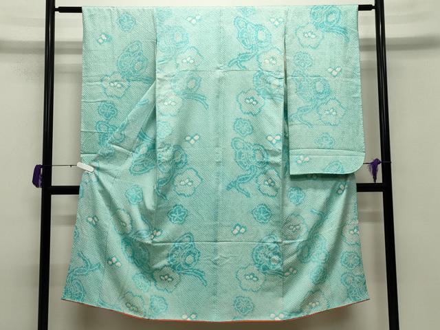 平和屋着物[]七五三　女の子　７歳　祝着　四つ身　総絞り　鼓舞梅文　逸品　CABA9680gh