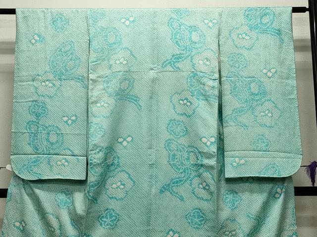 平和屋着物[]七五三　女の子　７歳　祝着　四つ身　総絞り　鼓舞梅文　逸品　CABA9680gh