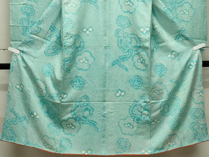 平和屋着物[]七五三　女の子　７歳　祝着　四つ身　総絞り　鼓舞梅文　逸品　CABA9680gh