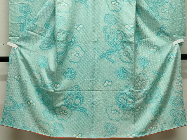 平和屋着物[]七五三　女の子　７歳　祝着　四つ身　総絞り　鼓舞梅文　逸品　CABA9680gh