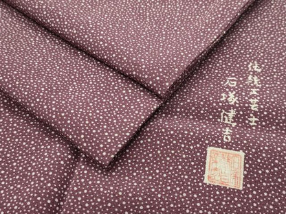 平和屋着物●伝統工芸士　石塚健吉　江戸小紋　大小あられ　三越扱い　反端付き　正絹　逸品　CABA9685gh