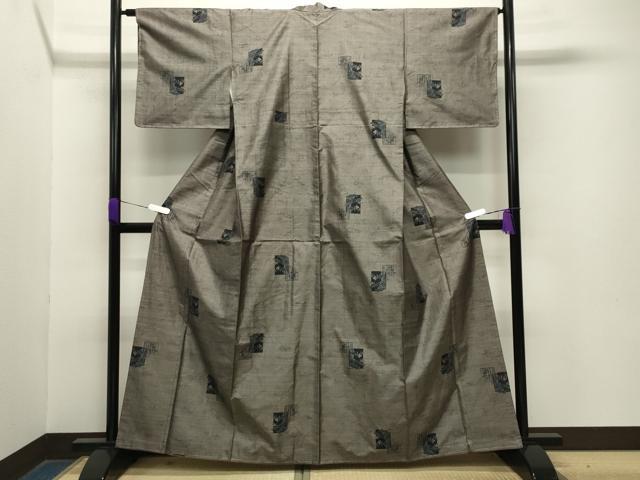 平和屋着物●本場大島紬 9マルキ 色紙重ね笹竹文 正絹 逸品 未使用 CABA9691gh