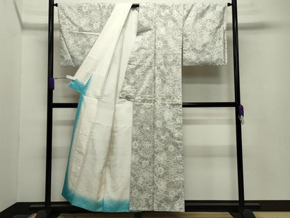 平和屋着物●本場大島紬　白大島　7マルキ　笹扇面吉祥文　正絹　逸品　CABA9695gh