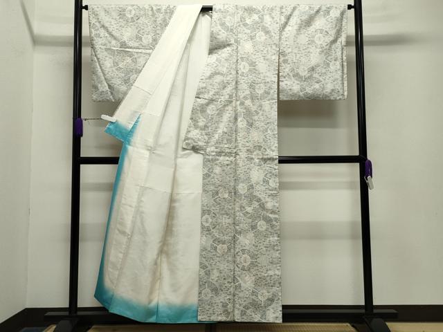 平和屋着物●本場大島紬　白大島　7マルキ　笹扇面吉祥文　正絹　逸品　CABA9695gh
