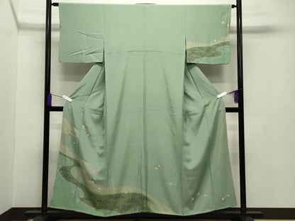 平和屋着物●訪問着　流水萩桜文　金彩　正絹　逸品　CABA9702gh