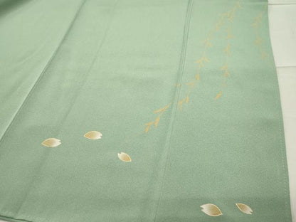 平和屋着物●訪問着　流水萩桜文　金彩　正絹　逸品　CABA9702gh