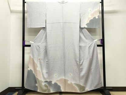 平和屋着物●訪問着　刺繍　雪輪重ね花文　暈し染め　金糸　正絹　逸品　CABA9703gh