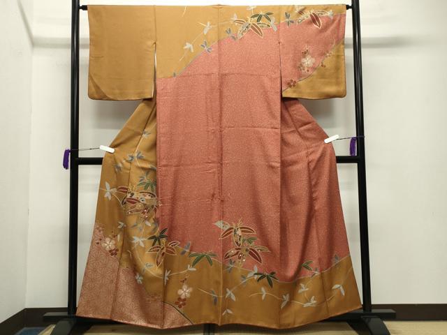 平和屋着物●訪問着　笹梅文　金彩　正絹　逸品　CABA9711gh