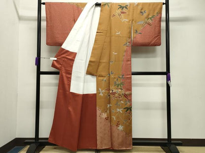平和屋着物●訪問着　笹梅文　金彩　正絹　逸品　CABA9711gh