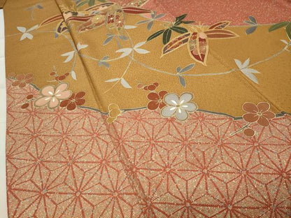 平和屋着物●訪問着　笹梅文　金彩　正絹　逸品　CABA9711gh