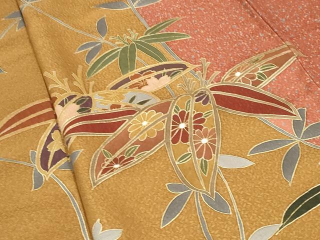 平和屋着物●訪問着　笹梅文　金彩　正絹　逸品　CABA9711gh