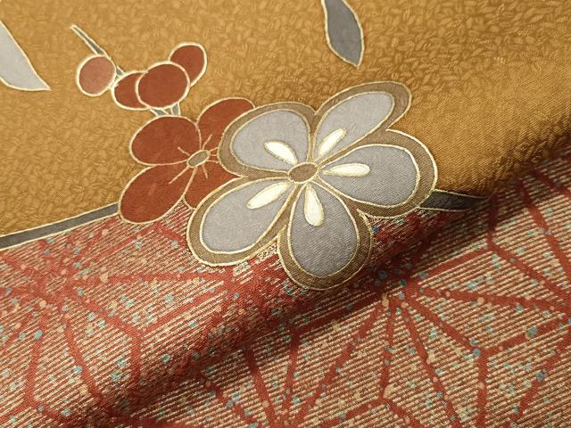 平和屋着物●訪問着　笹梅文　金彩　正絹　逸品　CABA9711gh
