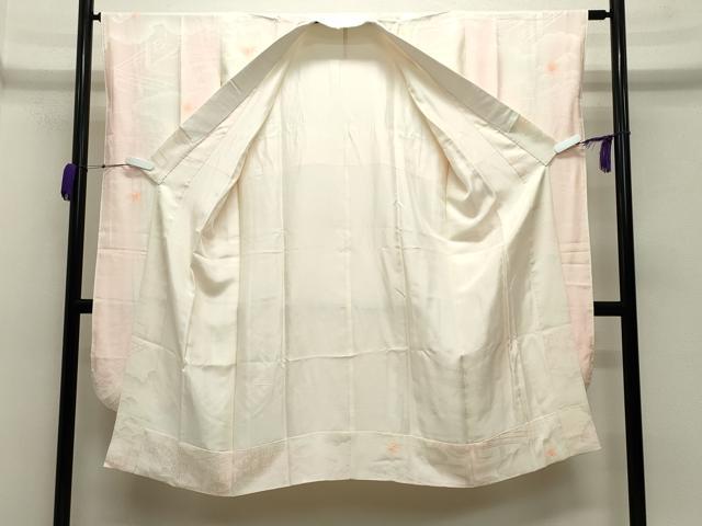 平和屋着物○振袖用長襦袢 袷 絞り 御所車扇面花地紋 暈し染め