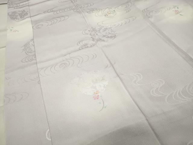 平和屋着物○長襦袢 無双仕立て 作家物 手描き 流水草花文 蛍暈し