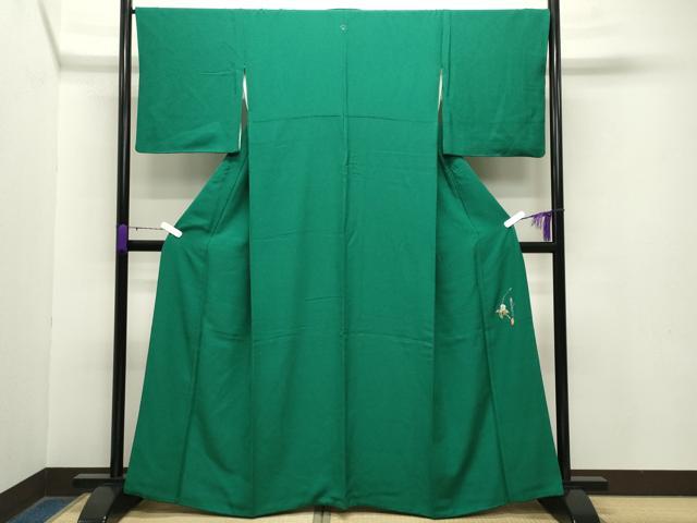 平和屋着物○本草木染作家 瑞寶 色無地 常磐色 鈴乃屋扱い 正絹