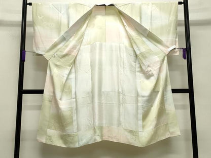 平和屋着物●長襦袢　無双仕立て　葡萄蔦の葉地紋　暈し染め　正絹　逸品　CABA9742gh