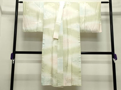 平和屋着物●長襦袢　無双仕立て　葡萄蔦の葉地紋　暈し染め　正絹　逸品　CABA9742gh