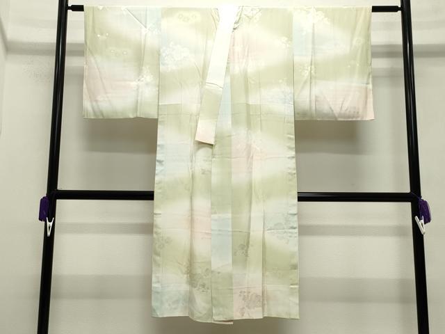 平和屋着物●長襦袢　無双仕立て　葡萄蔦の葉地紋　暈し染め　正絹　逸品　CABA9742gh