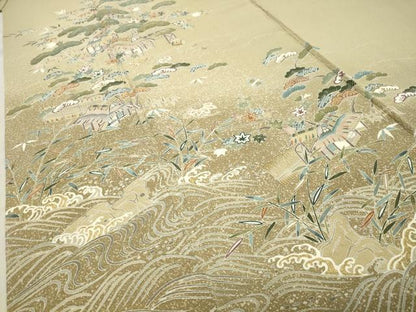 平和屋着物●訪問着　刺繍　御所解宝尽くし文　暈し染め　金彩　正絹　逸品　CABA9757gh