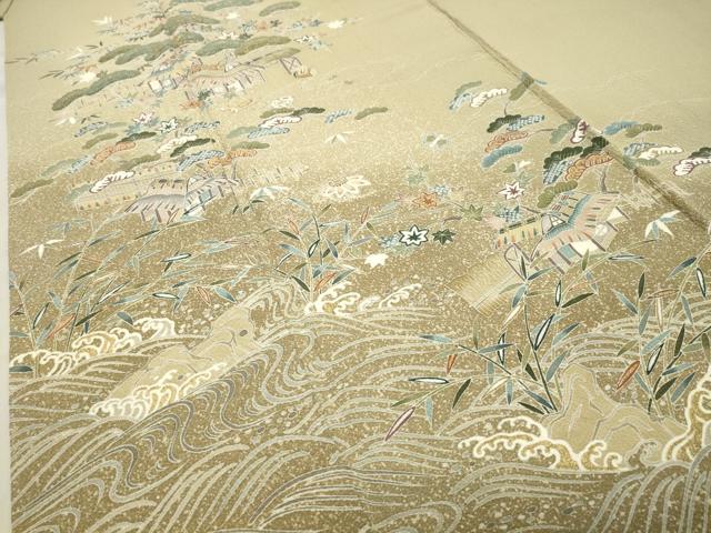平和屋着物●訪問着　刺繍　御所解宝尽くし文　暈し染め　金彩　正絹　逸品　CABA9757gh