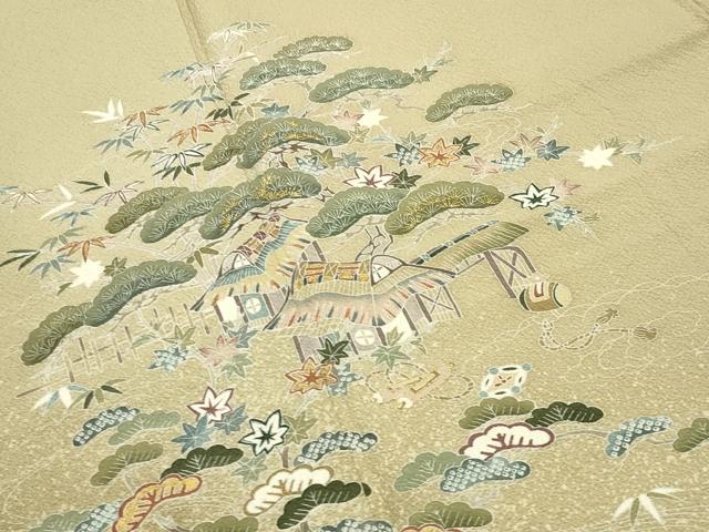 平和屋着物●訪問着　刺繍　御所解宝尽くし文　暈し染め　金彩　正絹　逸品　CABA9757gh