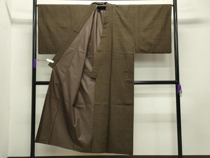 平和屋着物●男性　紬　アンサンブル　霞文　涅色　正絹　逸品　CABA9762gh