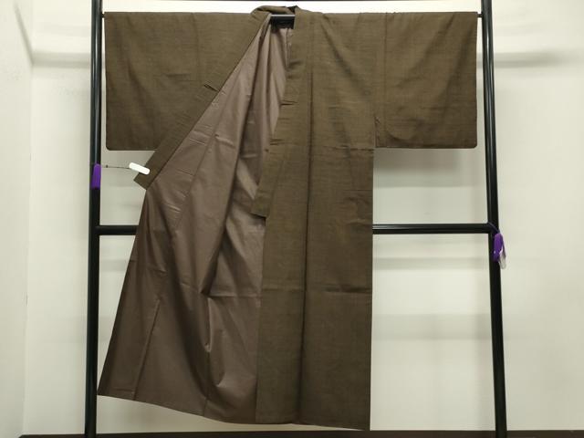 平和屋着物●男性　紬　アンサンブル　霞文　涅色　正絹　逸品　CABA9762gh