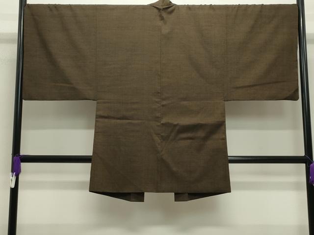 平和屋着物●男性　紬　アンサンブル　霞文　涅色　正絹　逸品　CABA9762gh