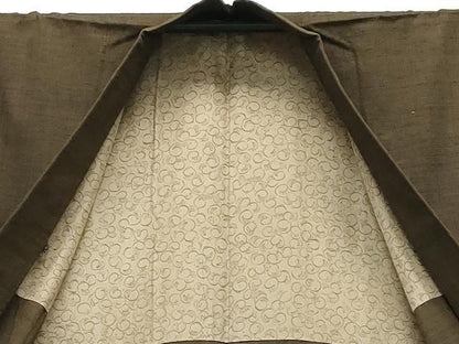 平和屋着物●男性　紬　アンサンブル　霞文　涅色　正絹　逸品　CABA9762gh