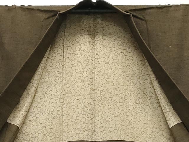 平和屋着物●男性　紬　アンサンブル　霞文　涅色　正絹　逸品　CABA9762gh