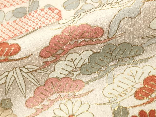 平和屋着物○創業460年・千總 訪問着 刺繍 流水草花文 金彩