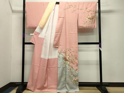 平和屋着物●訪問着　地紙重ね花車文　暈し染め　金彩　正絹　逸品　CABA9766gh