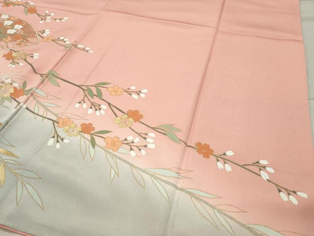 平和屋着物●訪問着　地紙重ね花車文　暈し染め　金彩　正絹　逸品　CABA9766gh