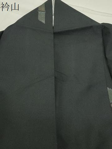 平和屋着物●上質な紬　枝花文　黒地　正絹　逸品　CABA9768gh
