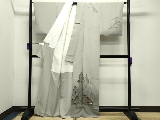 平和屋着物●訪問着　作家物　手描き　風景文　暈し染め　金彩　正絹　逸品　CABA9774gh