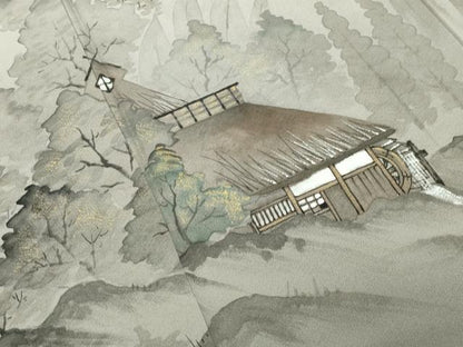 平和屋着物●訪問着　作家物　手描き　風景文　暈し染め　金彩　正絹　逸品　CABA9774gh